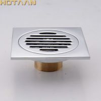 . High Quality Chrome Plated Solid Brass Made Bathroom Accessory Square Floor Drain Waste Grate 100mmx100mm YT-2107