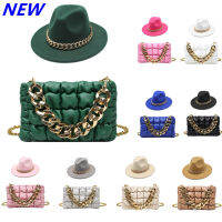 Rose red fedora hat oversized chain accessories fashion (bag + hat) uni hat 2021 latest chain two-piece set шапка женская