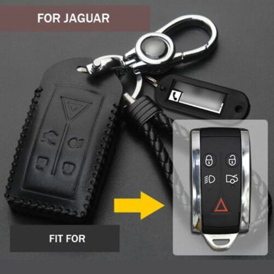 ♕┅✎ 1 sztuk moda skórzana obudowa kluczyka do samochodu osłona z uchwytem skórzane etui do jaguara XF XK XKR XFR s-type x-type akcesoria do stylizacji
