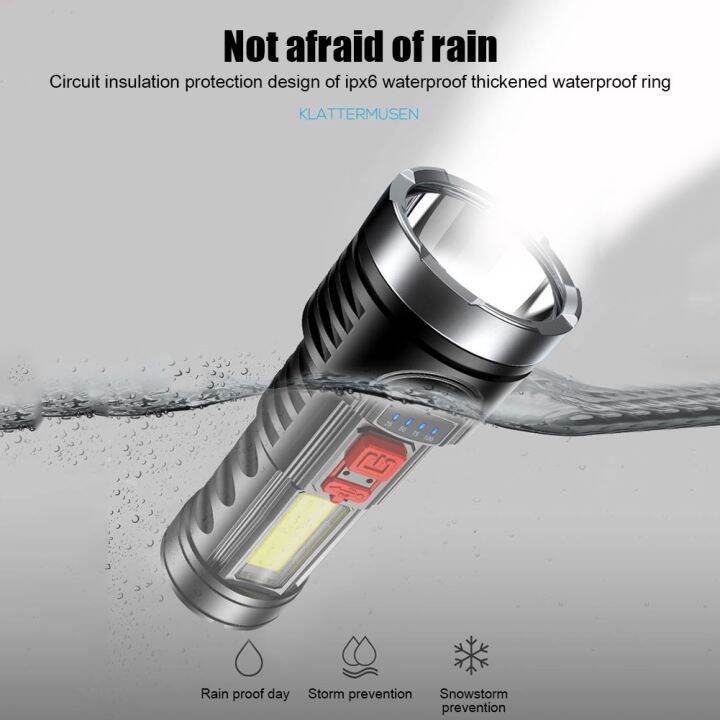 Ultra Bright 6LED Flashlight Portable Torch Light COB Side Light USB ...