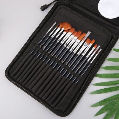 18pcsSet Paint Brush Wooden Acrylic Painting Palette Gouache Cosmetic Art Kit Drawing Pens L29K