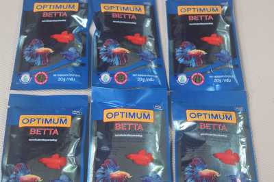 OPTIMUM Betta 20 กรัม อาหารปลากัด เหมาะกับปลากัดทุกสายพันธุ์ น้ำไม่ขุ่น จำนวน 6 ซอง