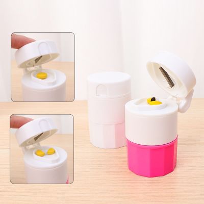 4 In 1 Pill Cutter Portable 4 Layer Powder Tablet Grinder Useful Medicine Holder Tablet Splitter Pill Storage Box Drinking Cup Medicine  First Aid Sto