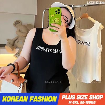♙ Plus size tanktop❤ เสื้อกล้ามสาวอวบ ไซส์ใหญ่ ผู้หญิง ทรงหลวม cotton คอกลม พิมพ์ ฤดูร้อน สไตล์เกาหลีแฟชั่น
