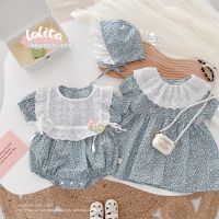 COD DSFERTEREERRE Girl Baby Floral Jumpsuit 0-2 Years Old Korean Childrens Clothing Summer Romper Western Style Princess ML605