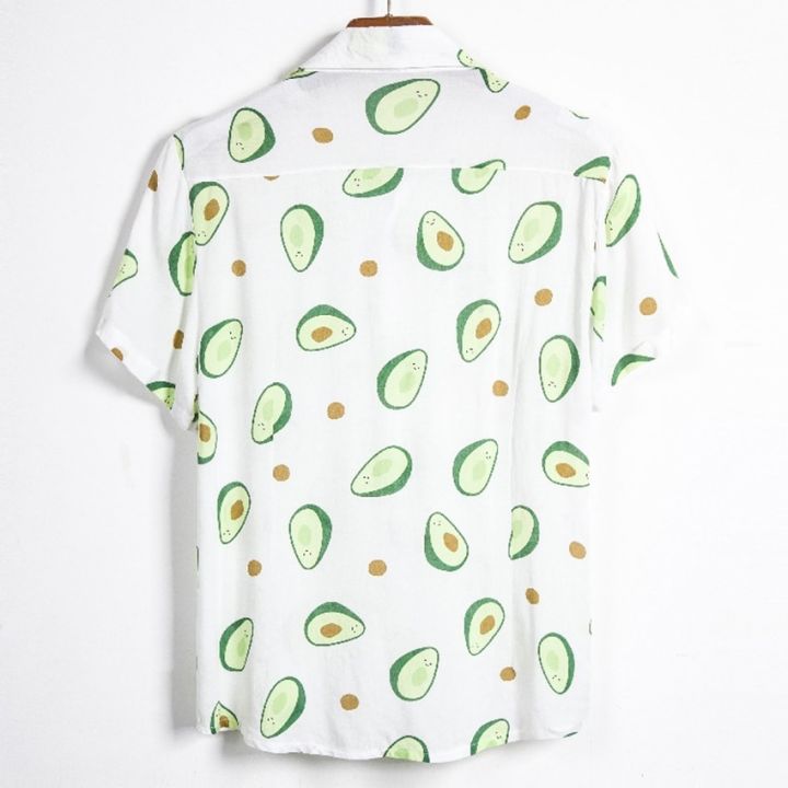 สีเรืองแสงผู้ชายเสื้อฤดูร้อนคุณภาพสูง-breathable-เสื้อฮาวาย-camisa-masculina-avocado-casual-ชายพิมพ์ขนาดพิเศษ