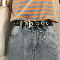 Punk full hole decorative belt fashionable all-match Korean style trend belt Womens punch-free pant