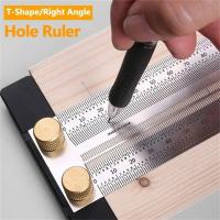 Scale Ruler Right Angle Ruler T-type Hole Ruler Stainless Steel Woodworking Scribing Mark Line Gauge Carpenter Measuring Tool