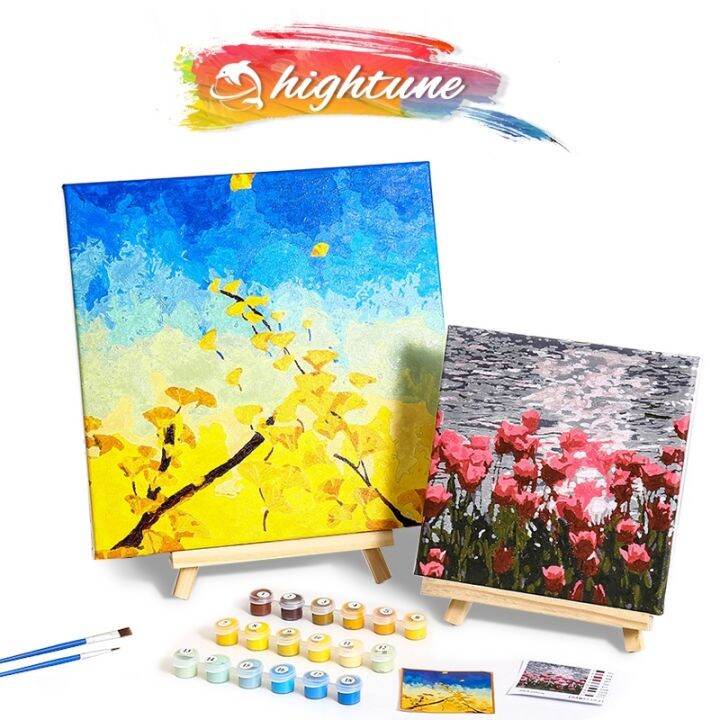 HIGHTUNE Digital Oil 20x20cm Digital Oil Paint By Numbers Canvas Frame