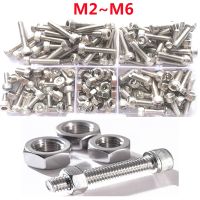 Hexagon Hex Socket Head Cap Screw Set M2 M2.5 M3 M4 M5 M6 M8 304 A2-70 Stainless Steel Cap Head Bolt and Hex Nuts Assortment Kit