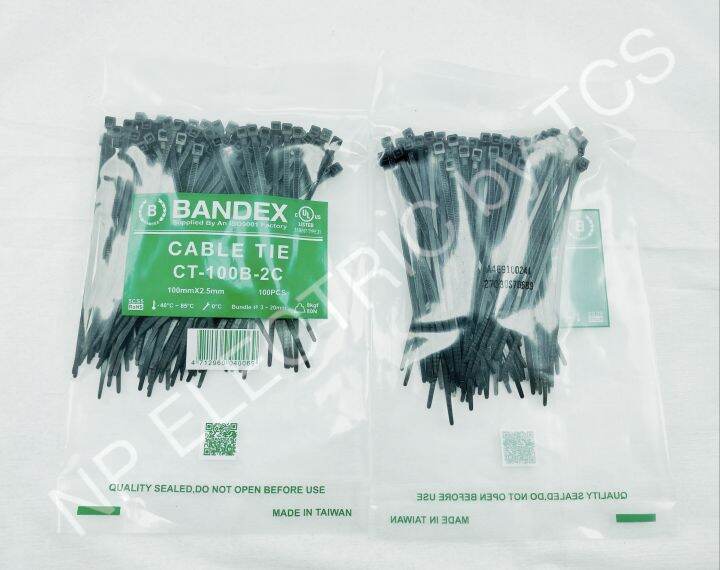 สายรัดเคเบิ้ลไทร์-cable-tie-สายรัดวัสดุอุปกรณ์-หนวดกุ้ง-ยี่ห้อbandex-ขนาด-4-นิ้ว-สีดำ