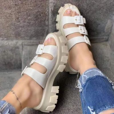 ขายดีที่สุด ioztt2023 - /♗ New Ladies Slippers Buckle Fashion Thick Bottom Toe Beach Shoes Non-slip Gladiator Sandals Roman Size 43