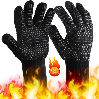 Barbecue Gloves Heat Resistant Anti-scald Gloves Silicone Cooking Baking Barbecue Oven Gloves Kitchen Fireproof BBQ Accessories