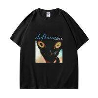 Deftones Around The Fur Cat T-Shirt Mens Hip Hop Rock Band Graphic T-shirts Summer Streetwear Oversized Pure Cotton Tees Unisex