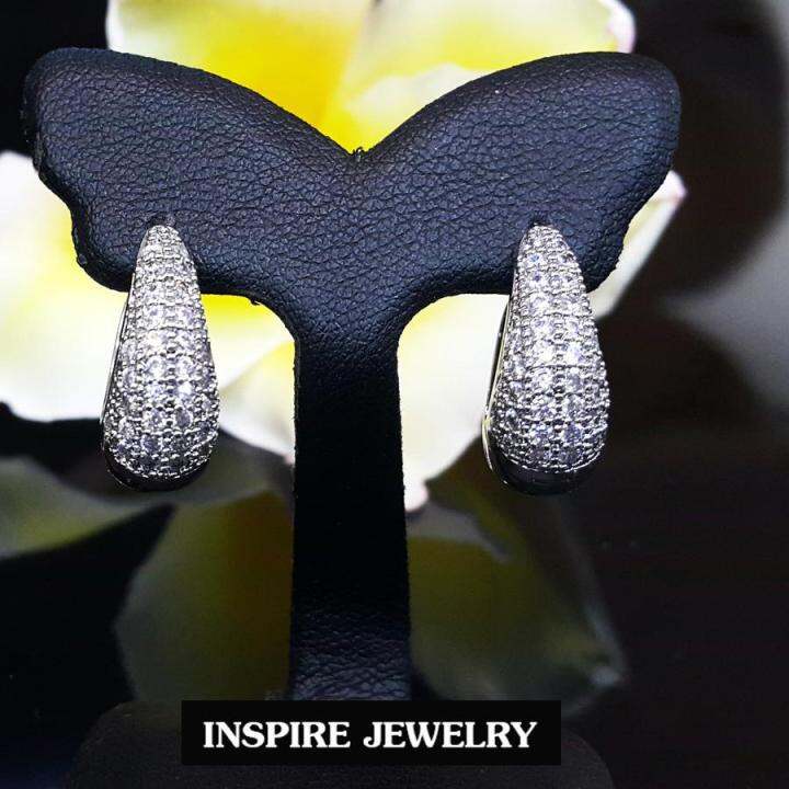 inspire-jewelry-ต่างหูห่วงเพชร-ขาล็อคงานจิวเวลลี่-งานเกรดพรีเมี่ยม-size-0-8x2cm-งานปราณีตพร้อมกล่องกำมะหยี่-น่ารัก-ใส่ถอดง่าย