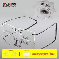 Rui Hao Eyewear Prescription Eyeglasses Fill Resin Lens Customize Optical Eyeglasses Titanium Spectacles Frame Myopia Hyperopia