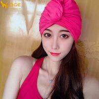 【health】 【Fast Delivery】Swimming Cap Ears Pleated Long Hair Protect Pool Bathing Hats Women Free size Flowers Printed Sports Accessories Elastic Nylon Turban