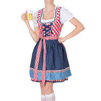 3ชิ้น/เซ็ตผู้หญิง Barmaid Dirndl ชุดข้ามผ้าพันแผลสแควร์คอแขนสั้นลายสก๊อต