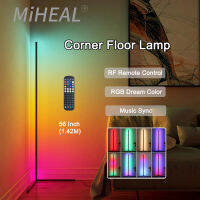 MIHEAL โคมไฟตั้งพื้นมุม RGB สี56นิ้วโคมไฟแบบมีขาตั้ง LED RGB สำหรับห้องนั่งเล่นไฟพร้อมรีโมทคอนโทลบรรยากาศห้องนอน