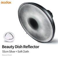 Godox 55cm 22inch Studio Silver Beauty Dish Bowens Mount + Honeycomb Grid + Diffuser Sock for DE300 SK300II SK400II QT600 DP600