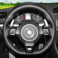 Hand-stitched Black Leather Car Steering Wheel Cover for Volkswagen Golf 6 GTI MK6 VW Polo GTI Scirocco R Passat CC R-Line 2010