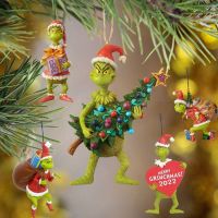 【CW】 Christmas Tree Hanging Pendant 3d Resin Christmas Green Elf Old Man Doll Pendant 2022 New Year Xmas Gift Merry Christmas Navidad