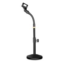 Black Iron Base Desktop Microphone Monopod Stands with Mic Holder