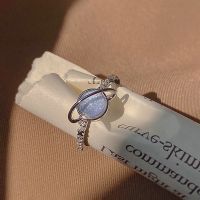 【LZ】∈✼  Fashion Shining Blue Crystal Planet Rings Y2K Emo Girls Fairy Exquisite Open Finger Ring Women Wedding Party Trendy Jewelry