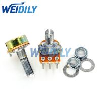 ♚ 2PCS B20K 20K OHM WH148 3Pin Linear Single Rotary Potentiometer Pots Shaft 20MM With Nuts And Shim