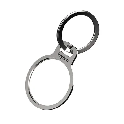 LAYLION for AirTag Tracker Holder Stainless Steel Metal Ring Protective Case with Anti-Lost Waterproof Device Keychain