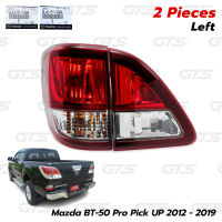 ชุด ไฟท้าย+ไฟทับทิม ข้างซ้าย ของแท้ 2 ชิ้น สีแดง+โครเมี่ยม สำหรับ Mazda BT-50 Pro ปี 2012-2019