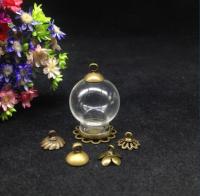 3pcs 20*12mm glass globe bubble antique bronze double lace base 8mm beads cap set glass bottle vial diy pendant necklace gifts