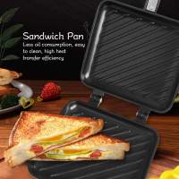 กระทะแซนวิชอาหารเช้ากระทะสองด้านแบนด้านล่าง Nonstick แซนวิช Panini Maker PAN รูปแบบตาราง