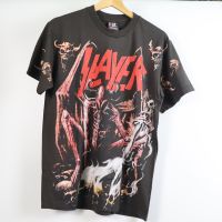 เสื้อวง Slayer OVP โอเวอร์ปริ้น แนววินเทจ สกรีนทั้งตัว ผ้าฝอกสีเฟด เสื้อOVP เสื้อวงดนตรีต่างประเทศ เสื้อวงร๊อค