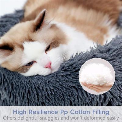 Round Cat Bed House Soft Long Plush Cat Sleeping Basket Winter Warm Dog Bed Kennel With Zipper Washable Pet Beds Mat Supplies