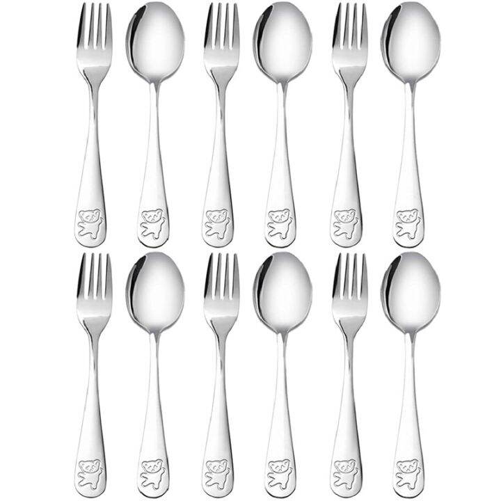 Kids Silverware Stainless Steel Children's Safe Flatware Little Bear