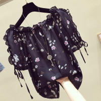 2023 Women Short Sleeves Chiffon Shirt Summer Sweet Floral Printing Blouse Fashion Loose Casual Pullover Tops