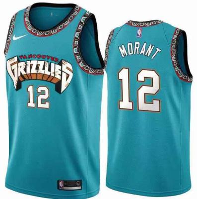 2020 บุรุษJa Morant NO.12 Vancouver Grizzlies NBA Swingman Embroidery Jersey Green