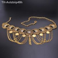 Aolzbiip49h Belly ผ้าพันคอเหรียญเข็มขัด 2 สี Bellydance เครื่องประดับผู้หญิงเต้นรำอุปกรณ์เสริม Chain สไตล์วินเทจเต้นรำเข็มขัด