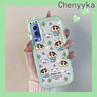 เคส Chenyyyka สำหรับ VIVO Y72 5G Y52 5G Y75s 5G เคสเต็มหน้าจอ Crayon Shin-Chan เคสรูปโบว์มอนสเตอร์น้อยกันกระแทกเคสโทรศัพท์โปร่งใสฝาครอบป้องกันเลนส์กล้องถ่ายรูป TPU ซิลิกาเจล