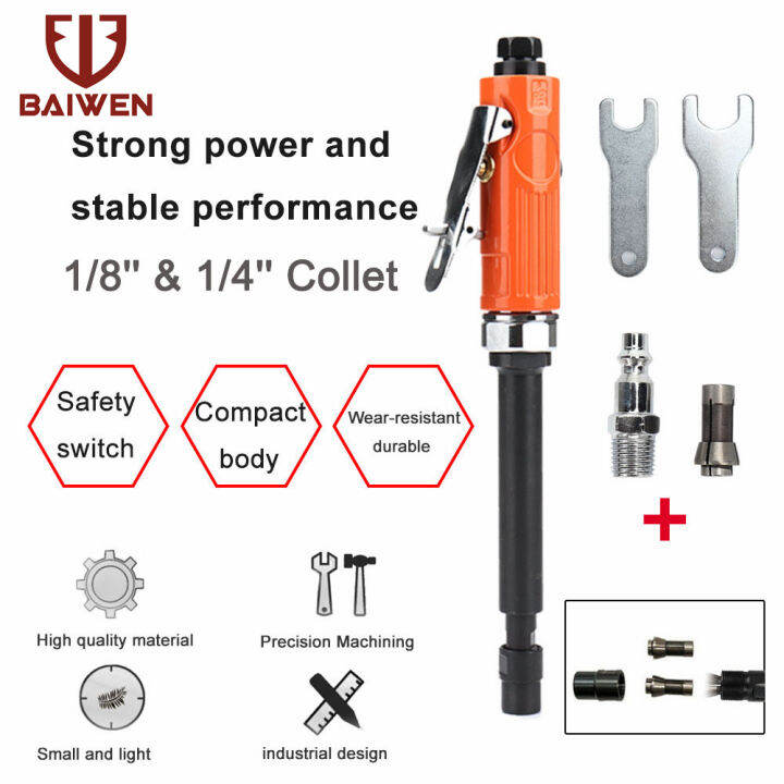 BAI WEN 1/4" & 1/8" Air Straight Die Grinders Handle Extended Extra