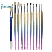 Jowoart 11Pc Multifunctional Mermaid Gradient สีคุณภาพสูงก้านพลาสติกสีชุดแปรงนักเรียน Art ภาพวาดสีน้ำมันสีน้ำสีกวอช