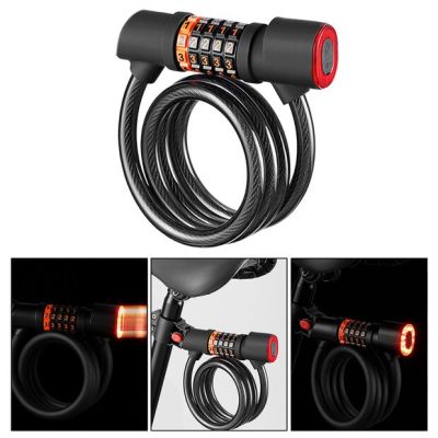 Bicycle lock Bike Cable Lock Anti-theft Universal Bike Safety Lock Taillight with Mounting Bracket Cycling Accessories Locks