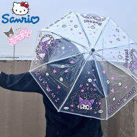 Kawaii Sanrios Kuromi ร่ม Hello s โปร่งใส Cinnamoroll อัตโนมัติพับยาว Handle น่ารักร่มสาวของขวัญของเล่น