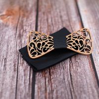 △ 2023 Novelty Men 39;s Wood Bowties Hollow Carved Wedding Tie Gravatas Handmade Wooden Bow Tie Women Butterfly Men 39;s Suit Gifts