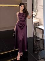 Genuine Uniqlo High-end Hot girls sexy waist-exposed halterneck dress for womens summer new high-end temperament waist-slimming French long skirt