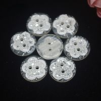 50pcs Resin Sewing Buttons Scrapbook Round Flower 2 Holes 15mm  Costura decorate sewing accessories  vintage buttons Haberdashery