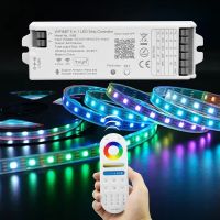 ตัวควบคุม Tuya Wi-Fi + บลูทูธ2.4ก. สำหรับแถบไฟ LED แบบ RGB RGBW CCT สีเดียวเทปไฟ WB5 DC12-24V