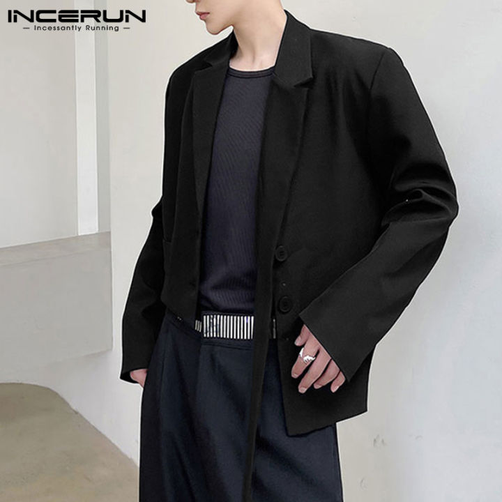 ๑-hnf531-korean-style-incerun-mens-long-sleeve-blazer-hippy-fashion-outwear-cardigan-jackets-casual-plain-coat