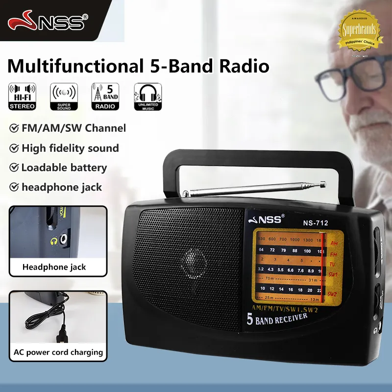 COD]NSS 5 Band am fm Radio Rechargeable High Quality Radio Original,with  77mm High Power Dynamic Speaker,Telescopic Antenna and Earphone Jack |  Lazada PH